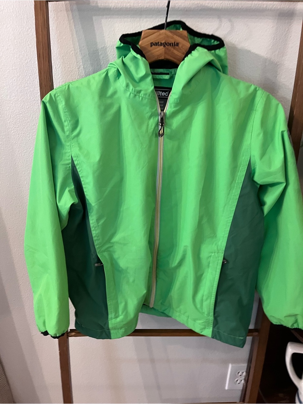 Killtec Green Two-Tone Hooded Kids Rain Jacket